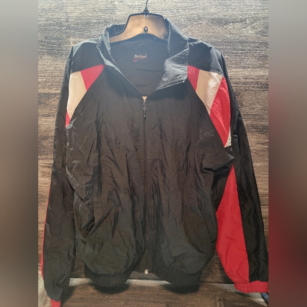 Vintage MacGregor Windbreaker Jacket Color Block Lined Full Zip Black Red Size M
